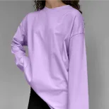 Womens Loose Fit Long Sleeve T Shirt 100 Cotton Distressed Design Casual Style Perfect for Sprin
