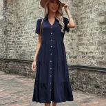 Casual Midi Dress Simple Design Comfortable Fit Summer Style Perfect for Work or Leisure Wholesa