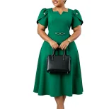 Plus Size Elegant High Waist Dress Summer Fashion African Print Comfortable Fabric Wholesale Ava