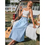 High Waisted A Line Denim Skirt Flattering Fit Stylish Design Versatile for Casual or Dressy Occ