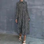 Long Sleeve Black Floral Maxi Dress for Women Stylish Autumn Winter Design Perfect for Casual or