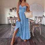 Elegant Womens Summer Maxi Dress Solid Color Sleeveless Flowy Design Perfect for Casual or Forma