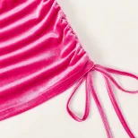 High Waisted Velvet Mini Skirt Sexy Tie Up Design Ruched Detailing Slim Fit Perfect for Parties