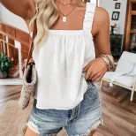 Womens Ribbed Tank Top Elastic Solid Color Comfortable Fit Summer Casual Wear Wholesale Availabl