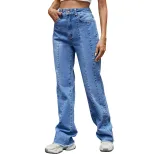 High Waisted Wide Leg Jeans for Women Casual Floor Length Trendy Design Perfect for Everyday Wea