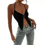Womens Sexy Halter Neck T Shirt Backless Design Trendy Style Spring Summer Fashion Wholesale Ava