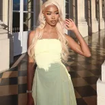 Womens Sexy Solid Color Midi Dress Backless Spaghetti Straps Casual Style Perfect for Summer Eve