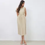 Elegant Casual Dress with Waist Tie and Pleated Back Slim Fit Stylish Design Perfect for Spring
