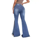 High Waisted Flared Jeans Slim Fit Split Hem Stretch Denim Casual Wear for Women Wholesale Avail
