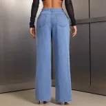 Womens Distressed Straight Leg Jeans Loose Fit Casual Style Trendy Design Perfect for Everyday W