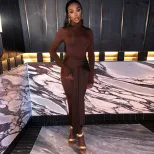 Solid Color Midi Dress Round Neck Long Sleeve Casual Style Streetwear Essential for Trendy Outfi