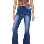 High Stretch Flared Jeans Casual Style Versatile Fit Womens Apparel Perfect for Everyday Wear Re