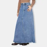 High Waisted Vintage Denim Skirt Casual Style Comfortable Fit Versatile for Everyday Wear Wholes