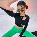 Womens Casual Hollow Out Slim Fit Crop Top Long Sleeve Street Style Trendy Design Perfect for Ev