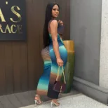 Color Block Ruched Maxi Dress Stylish Sexy Versatile Perfect for Streetwear or Casual Occasions