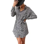 Leopard Print Long Sleeve Shirt Dress Stylish Spring and Autumn Design Perfect for Casual or For