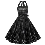 Polka Dot Maxi Dress Strapless Fitted Waist Vintage Style Perfect for Parties and Events Wholesa