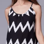 Backless Wave Pattern Maxi Dress Tassel Detail Sleeveless Lightweight Fabric Beachwear for Summe