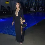 Elegant Long Sleeve Maxi Dress Deep V Neck High Slit Solid Color Slim Fit Spring Summer Fashion