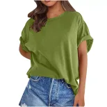 Mens Casual Short Sleeve T Shirt Solid Color Round Neck Loose Fit Plus Size Summer Activewear Wh