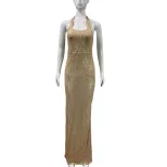Sequin Maxi Dress Elegant Split Design Evening Gown Perfect for Parties and Special Occasions Wh