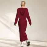 Womens Solid Color Knit Two Piece Dress Set Elegant Commuter Style Perfect for Spring and Summer