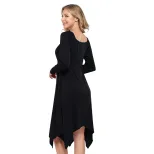 Casual High Waisted Midi Dress Simple Design Irregular Hem Versatile for Spring Summer Perfect f