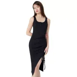 Wholesale Gray Bodycon Dress for Women Slim Fit Waist Tie Summer Fashion Perfect for Parties and