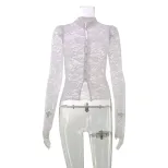 Lace Qipao Top Slim Fit Button Neck Long Sleeve Elegant Style Perfect for Formal Occasions Whole