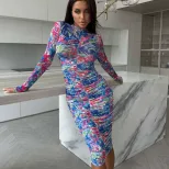 Floral Bodycon Dress Slim Fit Elegant Style Chic Design Spring and Autumn Fashion Wholesale Avai
