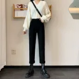 2023年春夏新款外穿牛仔裤女高腰宽松直筒裤显瘦九分裤哈伦老爹裤