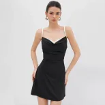 Color Block A Line Mini Dress Slimming Fit Spaghetti Straps Sweetheart Neckline Casual Summer We