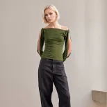 Off Shoulder Knit Top Long Sleeve Hollow Out Twist Cuff Design Casual Wear for Women Wholesale A