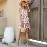 Floral Print Maxi Dress for Women Sleeveless with Bow Detail Beach Vacation Style Available in Multiple Sizes