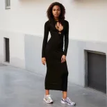Casual Maxi Dress Comfortable Versatile Slim Fit Spring Summer Style for Work or Leisure Wholesa