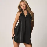 Summer Womens Dress Halter Neck Backless Casual Style Fashionable Short Slip Dress Wholesale Ava