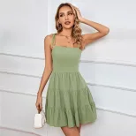 Sleeveless Vacation Dress Casual Beach Style Strapless Design Lightweight Fabric Perfect for Spr