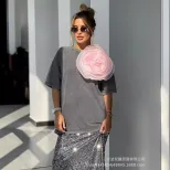 Womens Vintage Style Short Sleeve Cotton T Shirt Washed Wax Dyed Faded Look Streetwear Summer Ca