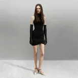 Womens Sleeveless Bodycon Dress Solid Color Pleated Design Slim Fit Casual or Party Wear Wholesa
