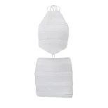 Summer Womens Crop Top and Bodycon Skirt Set Irregular Hem Halter Neck Slim Fit Casual Party Wea