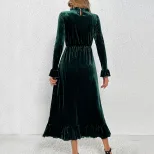 Elegant Velvet A Line Long Dress Waist Defining Slimming Fit Comfortable Fabric Perfect for Part