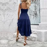 Summer Womens Backless Solid Color Cami Dress Slim Fit Sexy Casual Style Wholesale Available