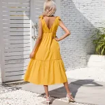 Womens Casual Beach Maxi Dress Waist Defined Spaghetti Straps Flowy Skirt Perfect for Vacation o
