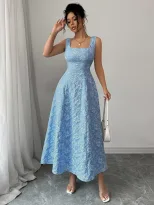 Summer Sleeveless Dress Square Neck Casual Fit Lightweight Fabric Perfect for Beach or Outdoor E