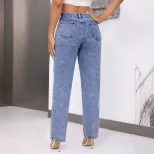 High Waisted Straight Leg Jeans Vintage Style Womens Fashion Comfortable Fit Casual Wear Wholesa