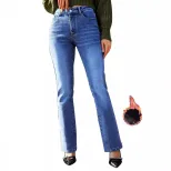 Womens Slim Fit Straight Leg Jeans Fleece Lined Comfortable Casual Style Available for Wholesale