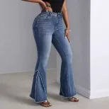 High Waisted Slim Fit Stretch Flare Jeans Versatile Design for Women Perfect for Casual Wear Who