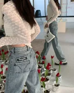 速卖通牛仔裤女2023春秋新款韩版学生时尚高腰显瘦百搭直通长裤潮