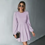 A Line Dress Fresh Sweet Style Waist Defining Long Sleeve Backless Perfect for Parties and Event