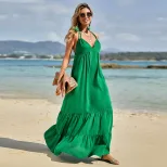 Womens Sexy Backless Maxi Dress Spaghetti Straps Flowy Hem Beachwear Summer Collection Wholesale